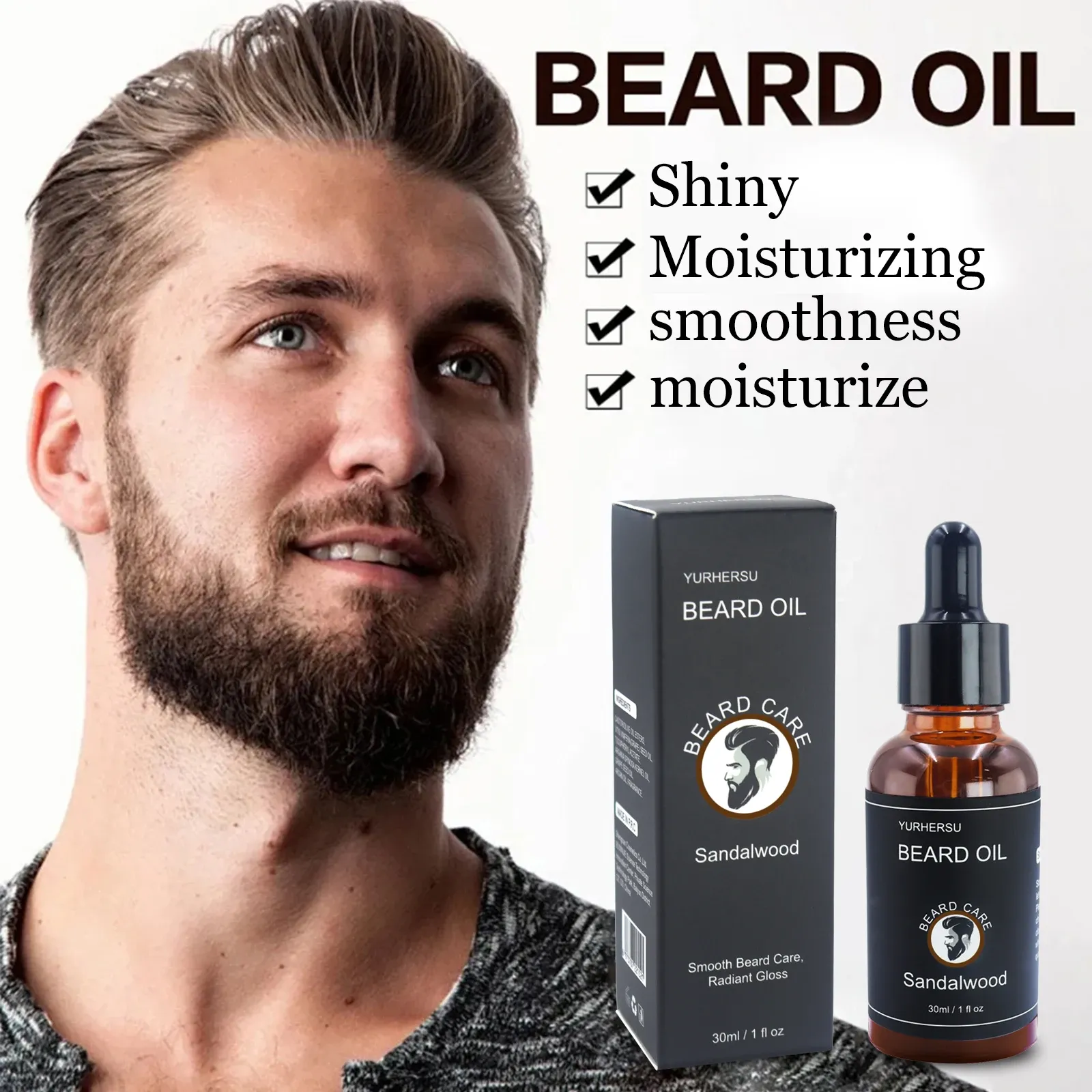 YURHERSU 30ml Beard Growth Oil for Men - Natural Formula for Thicker, Softer, Smoother Facial Hair - Nourishing Beard Care Essential Oil thumbnail 4