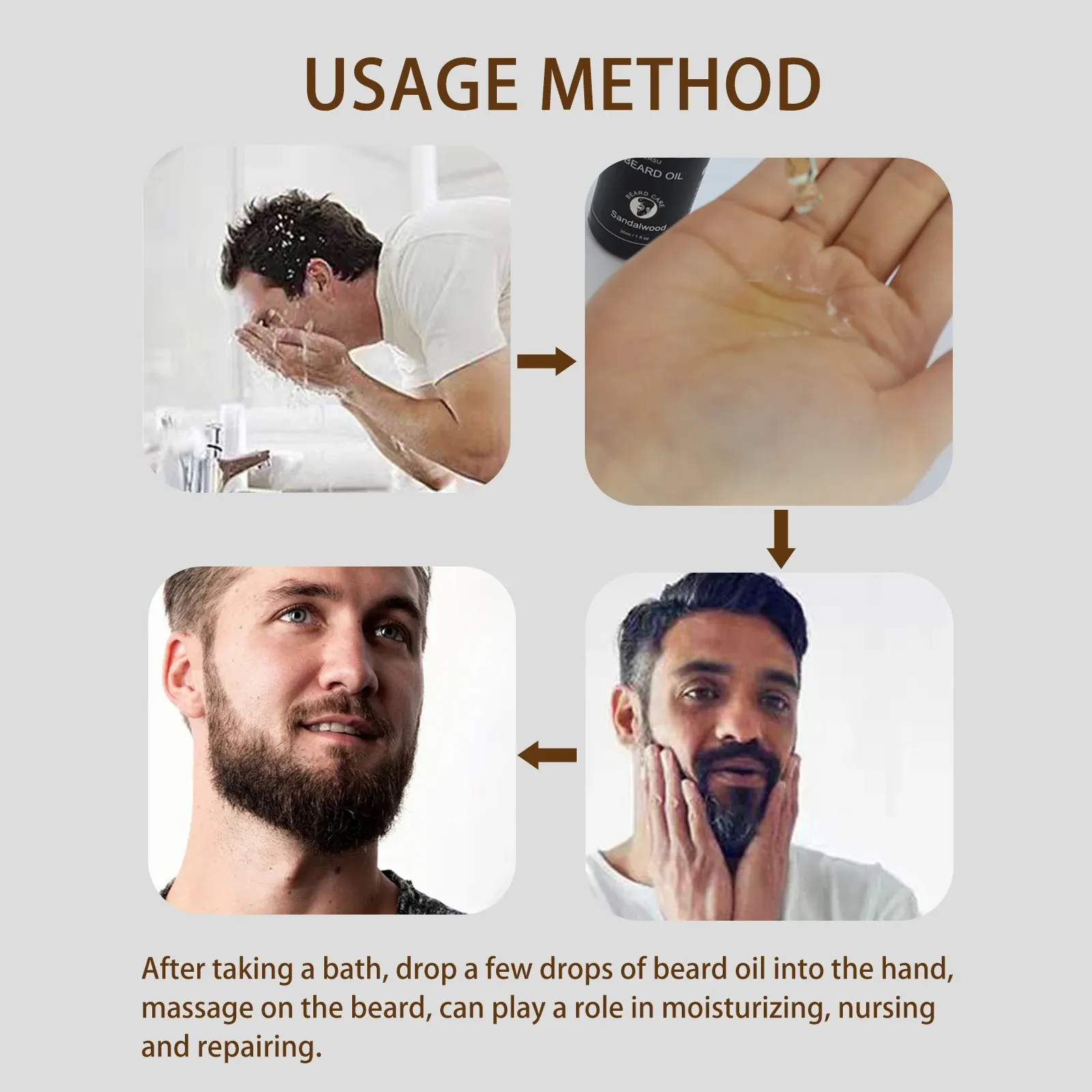 YURHERSU 30ml Beard Growth Oil for Men - Natural Formula for Thicker, Softer, Smoother Facial Hair - Nourishing Beard Care Essential Oil thumbnail 6