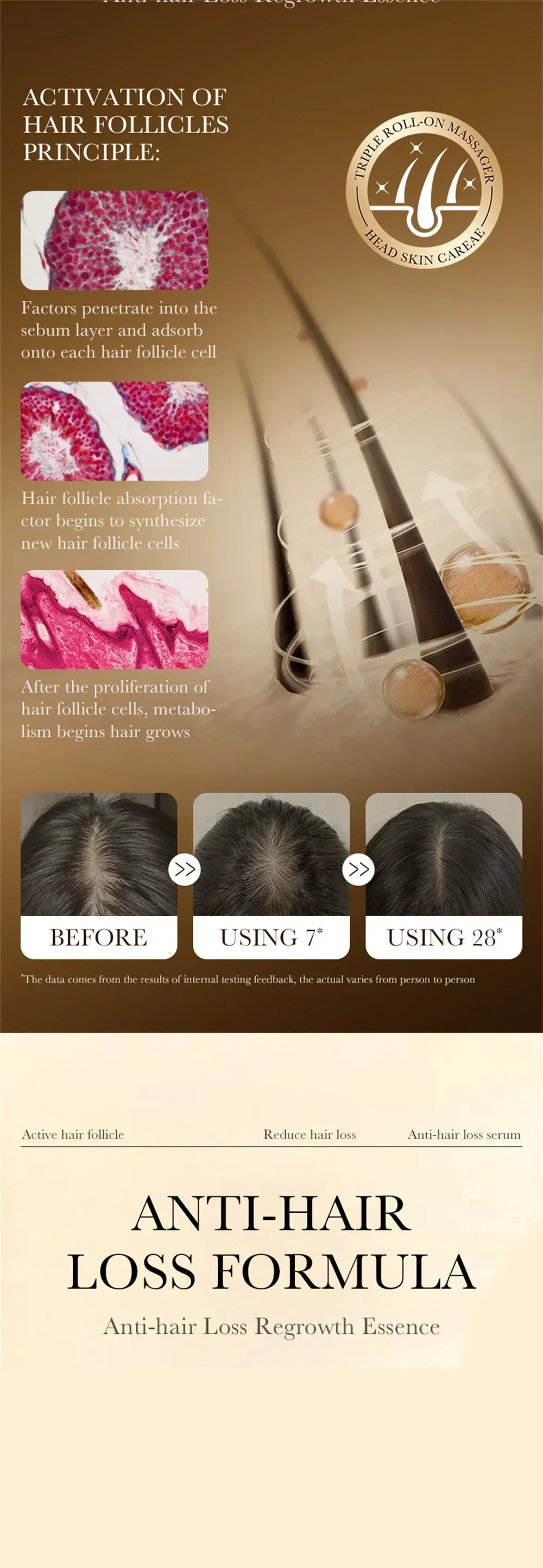 Biotin Hair Growth Oil for Men - Fast Scalp Treatment for Anti Hair Loss, Promotes Thicker, Stronger Hair Growth with Roller Massage Applicator showcase 6