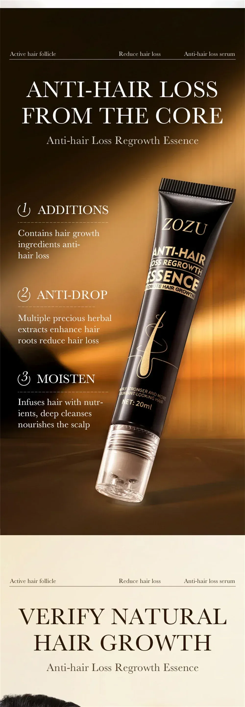 Biotin Hair Growth Oil for Men - Fast Scalp Treatment for Anti Hair Loss, Promotes Thicker, Stronger Hair Growth with Roller Massage Applicator showcase 4