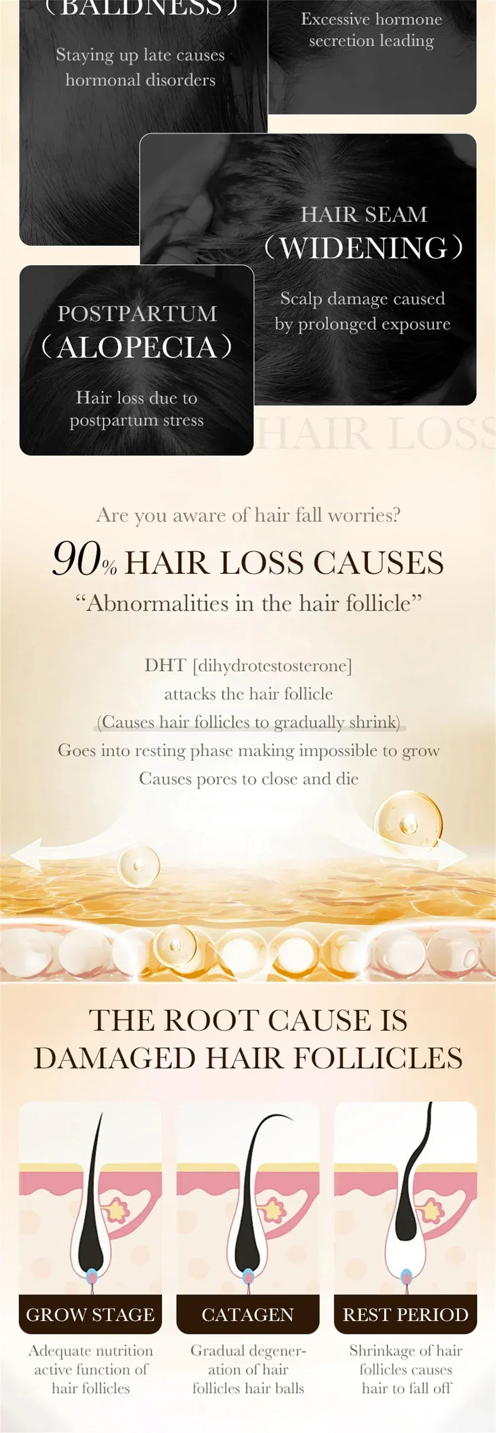 Biotin Hair Growth Oil for Men - Fast Scalp Treatment for Anti Hair Loss, Promotes Thicker, Stronger Hair Growth with Roller Massage Applicator showcase 3