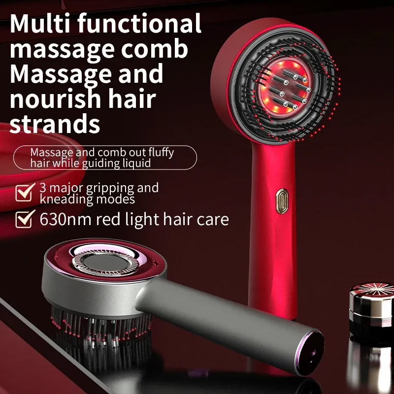 Electric Scalp Massager Comb with Red Light Therapy & Microcurrent for Hair Growth, 3 Modes, 6ML Liquid Applicator, Rechargeable Lithium Battery thumbnail 2