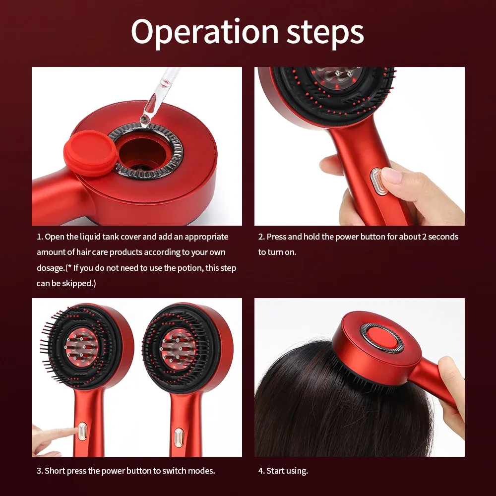 Electric Scalp Massager Comb with Red Light Therapy & Microcurrent for Hair Growth, 3 Modes, 6ML Liquid Applicator, Rechargeable Lithium Battery showcase 18