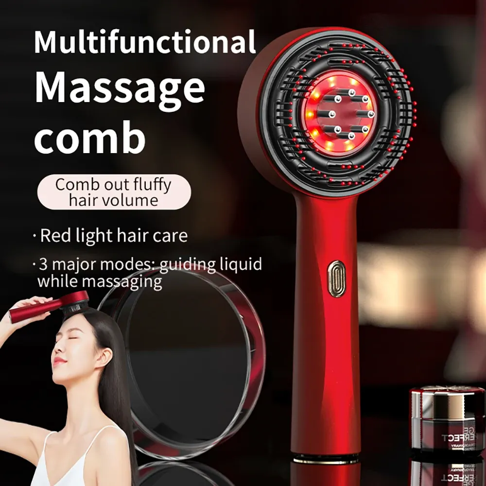Electric Scalp Massager Comb with Red Light Therapy for Hair Growth | Microcurrent & Vibration | Anti Hair Loss Treatment | 6ML Liquid Applicator | Promotes Circulation & Relaxation showcase 3