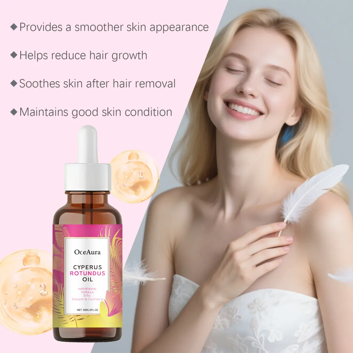 Cyperus Rotundus Oil for Hair Removal & Soothing | Inhibits Hair Growth, Moisturizes Skin, Gentle Essential Oil for Smooth, Radiant Skin - 60ml Bottle showcase 5