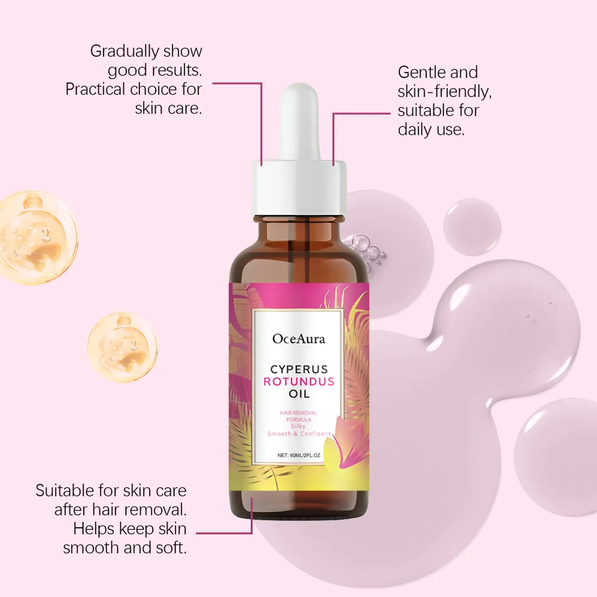 Cyperus Rotundus Oil for Hair Removal & Soothing | Inhibits Hair Growth, Moisturizes Skin, Gentle Essential Oil for Smooth, Radiant Skin - 60ml Bottle showcase 10