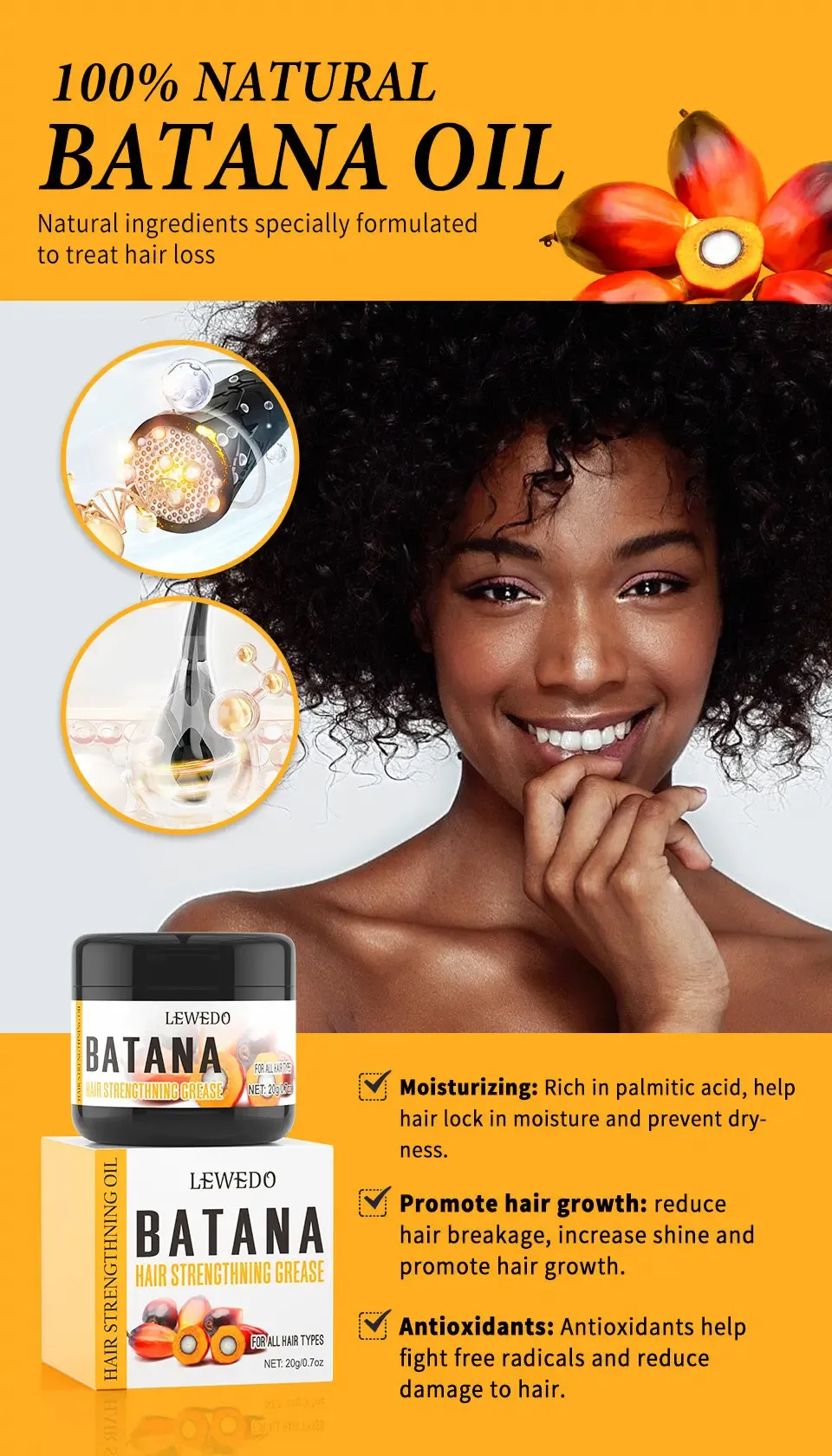 100% Pure Batana Hair Growth Oil & Treatment Set - Natural Anti-Breakage, Frizz Control, Nourishing Hair Thickening Products for All Hair Types showcase 3
