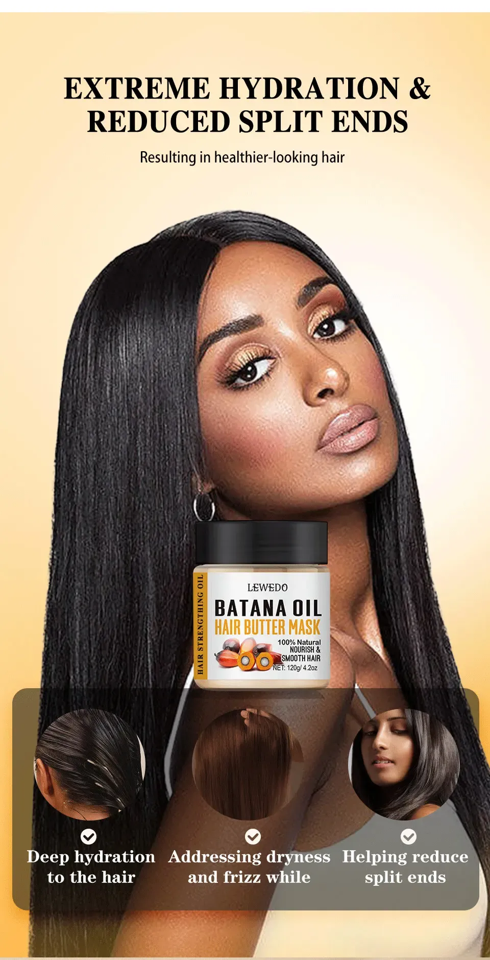 100% Pure Batana Hair Growth Oil & Treatment Set - Natural Anti-Breakage, Frizz Control, Nourishing Hair Thickening Products for All Hair Types showcase 6