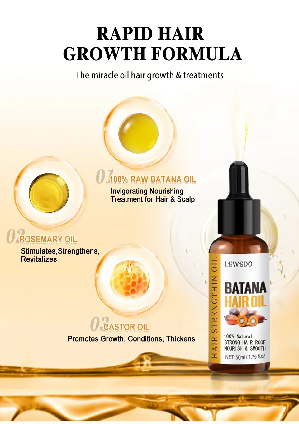 100% Pure Batana Hair Growth Oil & Treatment Set - Natural Anti-Breakage, Frizz Control, Nourishing Hair Thickening Products for All Hair Types showcase 5