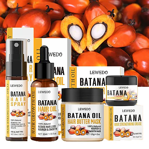 100% Pure Batana Hair Growth Oil & Treatment Set - Natural Anti-Breakage, Frizz Control, Nourishing Hair Thickening Products for All Hair Types