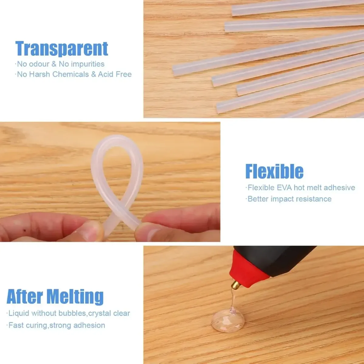 Transparent Hot Melt Glue Sticks 7mm 11mm - Strong Viscosity for DIY Crafts, Home Repair, Electric Glue Guns - Pack of 20 showcase 10