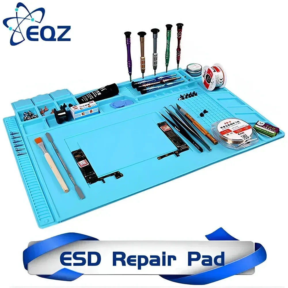 Magnetic Silicone Repair Mat for Electronics - Heat Resistant 932°F Anti-Static Soldering Pad with Screw Organizers for Phone, Computer, and Circuit Board Repair thumbnail 1