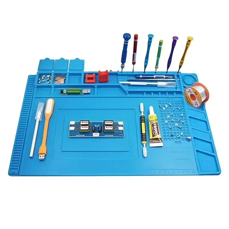 Magnetic Silicone Repair Mat for Electronics - Heat Resistant 932°F Anti-Static Soldering Pad with Screw Organizers for Phone, Computer, and Circuit Board Repair thumbnail 3