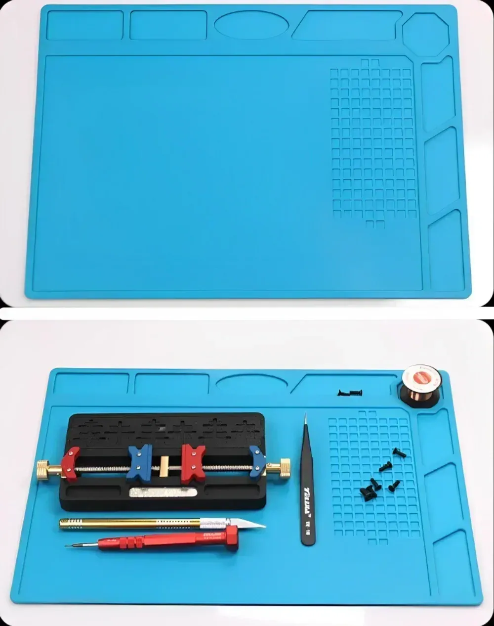 Magnetic Silicone Repair Mat for Electronics - Heat Resistant 932°F Anti-Static Soldering Pad with Screw Organizers for Phone, Computer, and Circuit Board Repair showcase 9