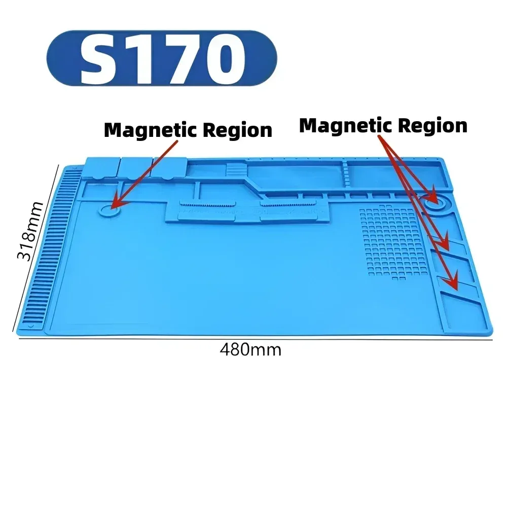 Magnetic Silicone Repair Mat for Electronics - Heat Resistant 932°F Anti-Static Soldering Pad with Screw Organizers for Phone, Computer, and Circuit Board Repair showcase 15