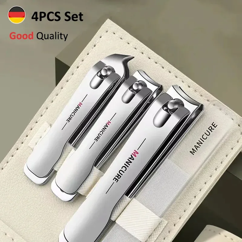 4-Piece Professional Nail Clippers Set with Rotating Leather Bag - Complete Manicure & Pedicure Care Tools for Home Use and Gifts thumbnail 1