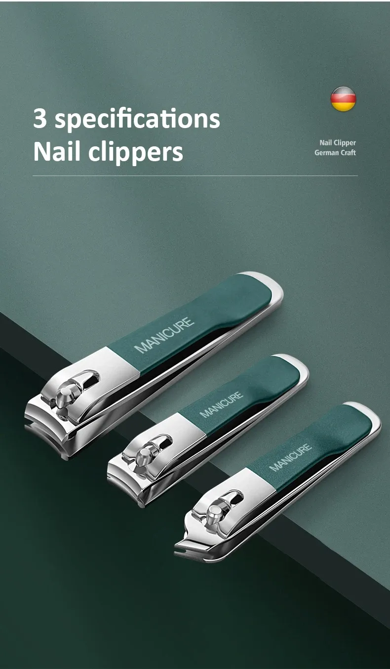 4-Piece Professional Nail Clippers Set with Rotating Leather Bag - Complete Manicure & Pedicure Care Tools for Home Use and Gifts showcase 4