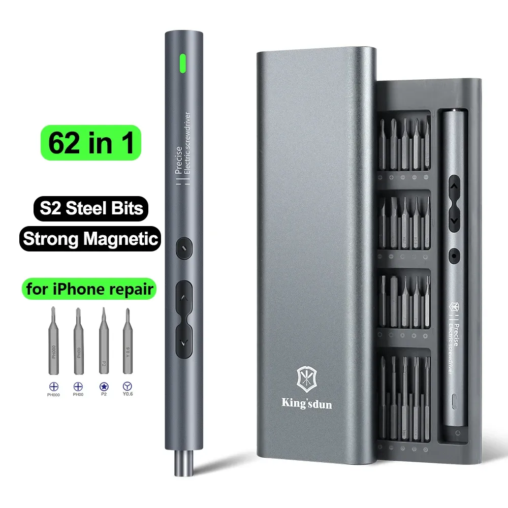 62-in-1 Precision Electric Screwdriver Set for Phone Watch Repair, Portable Cordless Mini Power Tool Kit with Rechargeable Battery and LED Lights thumbnail 1