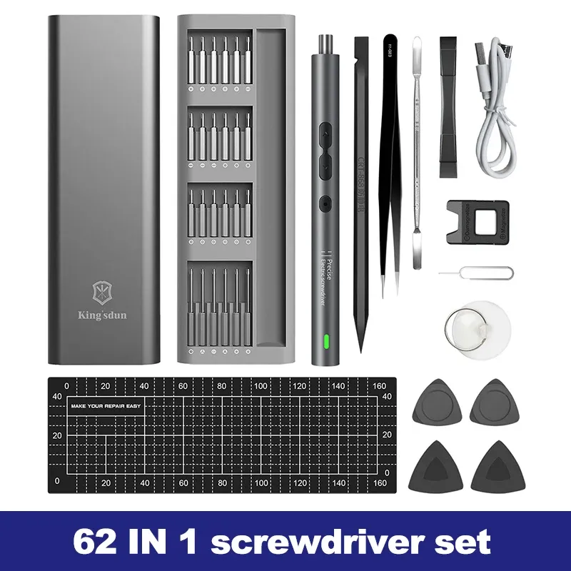 62-in-1 Precision Electric Screwdriver Set for Phone Watch Repair, Portable Cordless Mini Power Tool Kit with Rechargeable Battery and LED Lights thumbnail 6