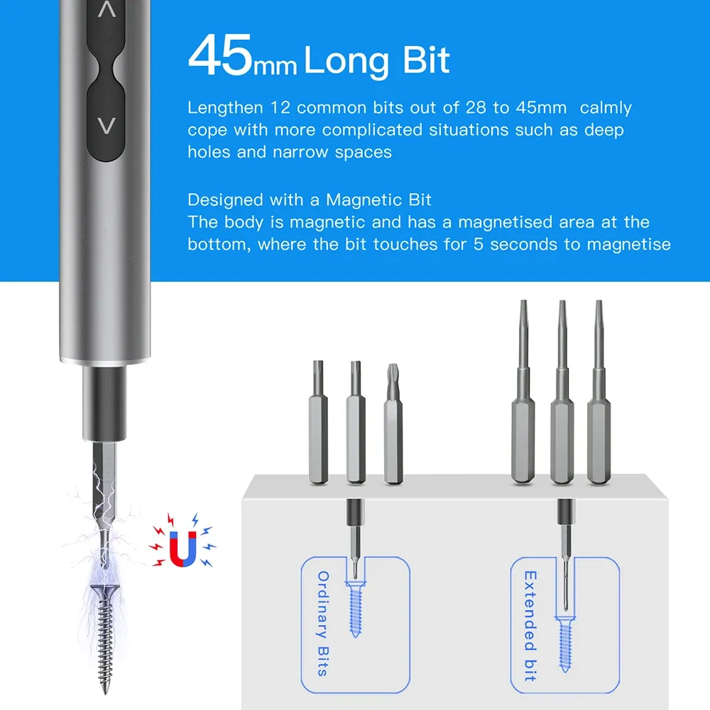 62-in-1 Precision Electric Screwdriver Set for Phone Watch Repair, Portable Cordless Mini Power Tool Kit with Rechargeable Battery and LED Lights thumbnail 4