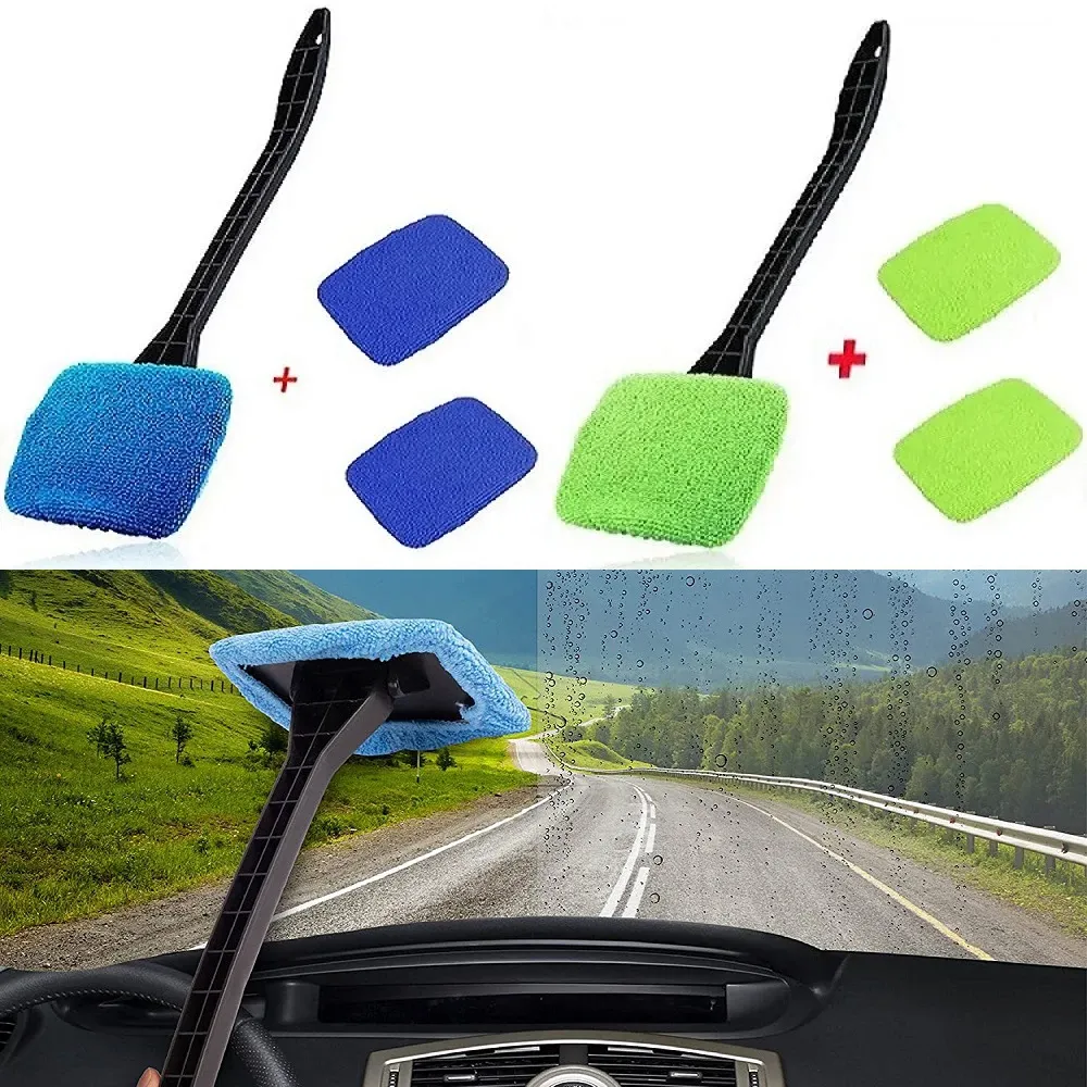 Car Windshield Cleaning Brush Kit with Long Handle for Effortless Window Wiper, Defogging, and Dust Removal - Essential Auto Glass Washer Tool for Home and Vehicle thumbnail 1