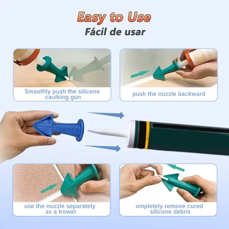 3pcs Multi-functional Silicone Sealant Nozzle Scraper Kit for Home Improvement, Easy Use Caulking Tools with Multiple Radius Options (6.5R, 10R, 13R), Non-Stick & Durable for Kitchens, Bathrooms, Windows thumbnail 6