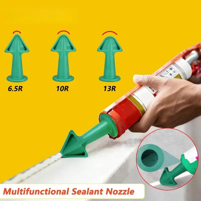 3pcs Multi-functional Silicone Sealant Nozzle Scraper Kit for Home Improvement, Easy Use Caulking Tools with Multiple Radius Options (6.5R, 10R, 13R), Non-Stick & Durable for Kitchens, Bathrooms, Windows thumbnail 1