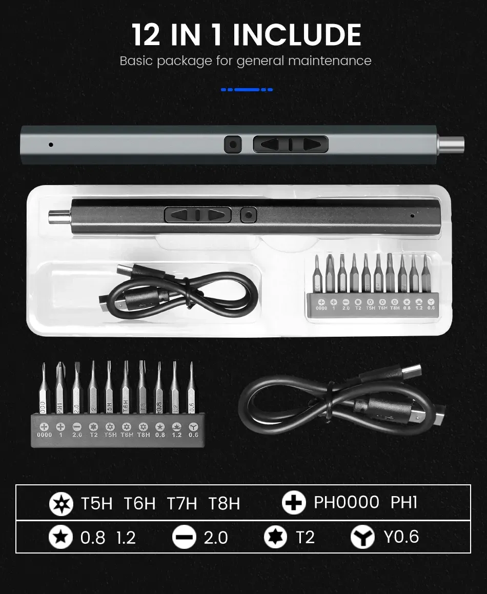 Cordless Electric Screwdriver Set - 12/39/50-in-1 Precision Power Tool Kit with Magnetic Bits, LED Light, and Fast USB-C Charging for Electronics Repair showcase 3