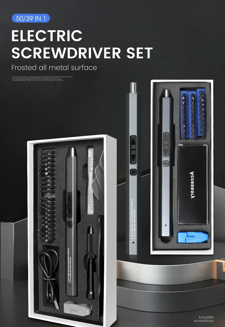 Cordless Electric Screwdriver Set - 12/39/50-in-1 Precision Power Tool Kit with Magnetic Bits, LED Light, and Fast USB-C Charging for Electronics Repair showcase 1