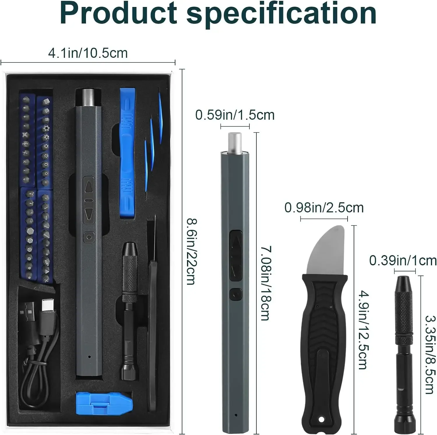 Cordless Electric Screwdriver Set - 12/39/50-in-1 Precision Power Tool Kit with Magnetic Bits, LED Light, and Fast USB-C Charging for Electronics Repair thumbnail 6