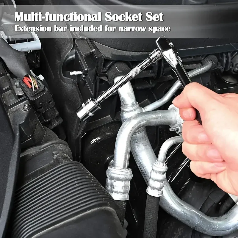 46-Piece Mechanic Tool Kit: 1/4" Socket Set with Ratchet Wrench for Auto Repair & Home Use - Metric & Inch Sizes Included showcase 7