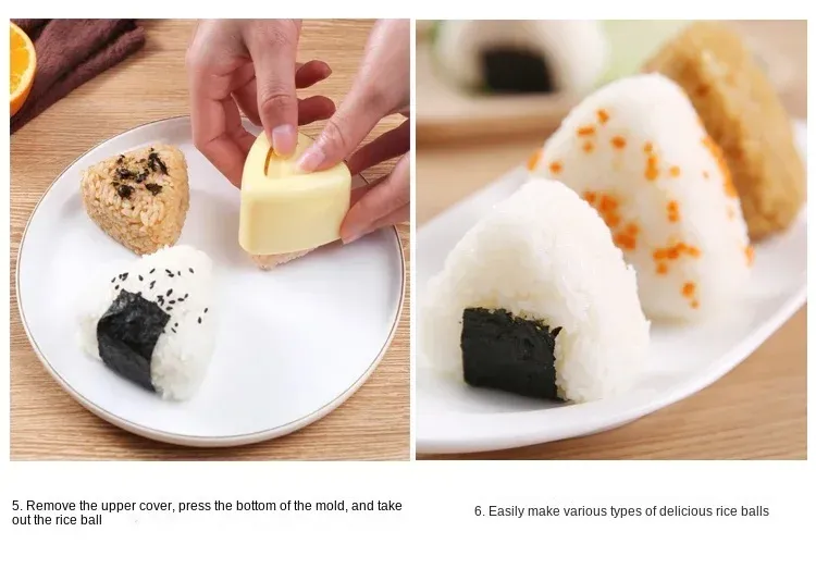 DIY Sushi Rice Ball Mold Set - Triangle Onigiri Maker for Bento Lunch Boxes - Food Grade PP, Easy to Use for Kids & Adults showcase 8