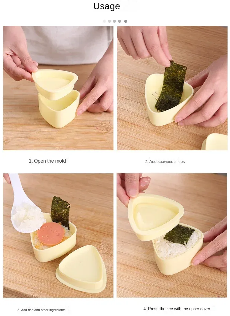 DIY Sushi Rice Ball Mold Set - Triangle Onigiri Maker for Bento Lunch Boxes - Food Grade PP, Easy to Use for Kids & Adults showcase 7