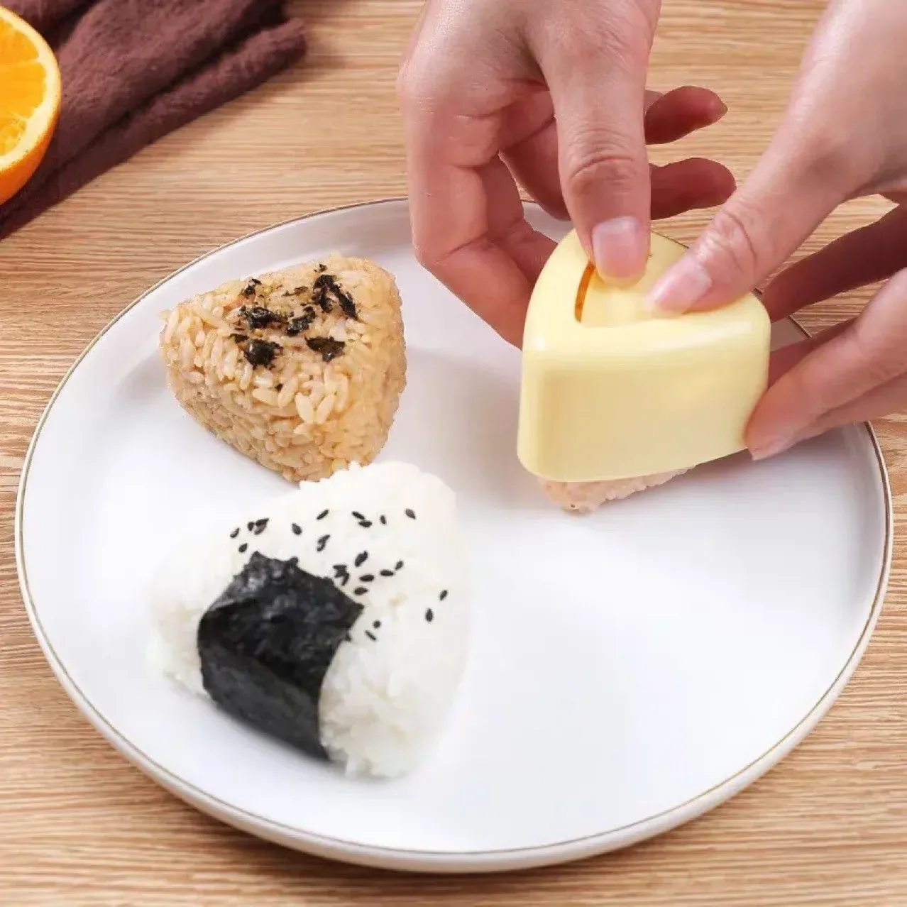 DIY Sushi Rice Ball Mold Set - Triangle Onigiri Maker for Bento Lunch Boxes - Food Grade PP, Easy to Use for Kids & Adults thumbnail 3