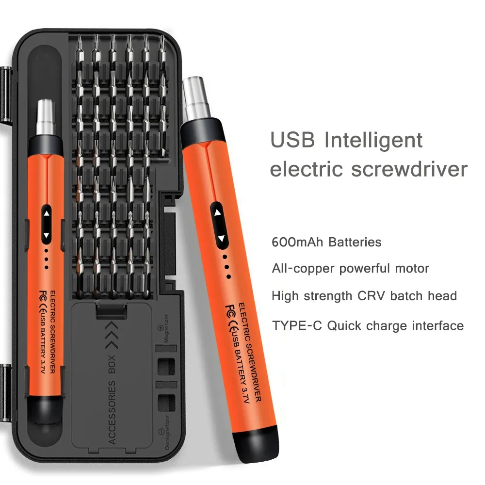 Precision Electric Screwdriver Set with 38 Bits - Rechargeable Wireless Mini Power Tool Kit for Mobile Phone, Laptop, PS5, Xbox, Switch Repair thumbnail 2