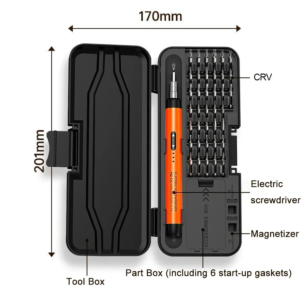 Precision Electric Screwdriver Set with 38 Bits - Rechargeable Wireless Mini Power Tool Kit for Mobile Phone, Laptop, PS5, Xbox, Switch Repair thumbnail 3