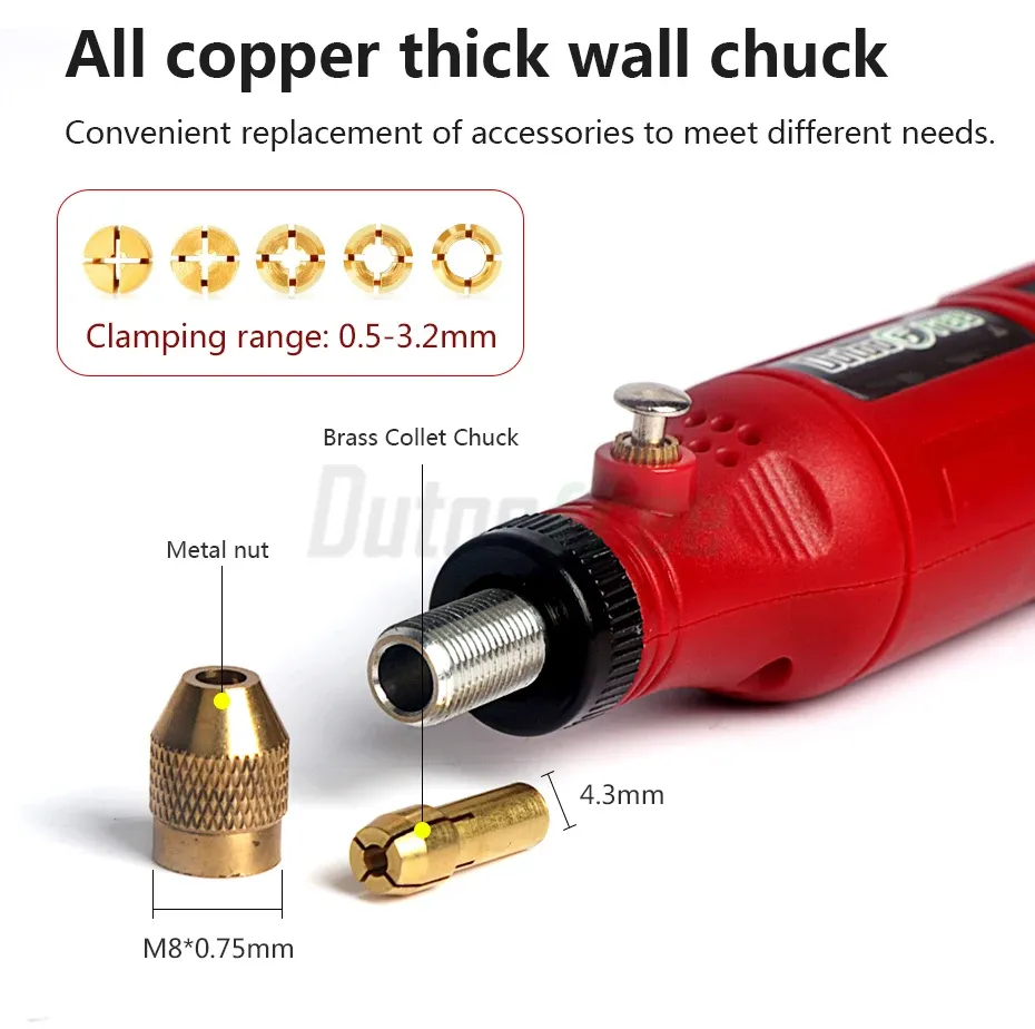 Cordless Rotary Tool Kit - Mini USB Engraving Pen for DIY Woodworking, Jewelry, Metal, Glass - 16000 RPM, 0.5-3.2mm Clamp, Includes 24pc Accessory Set showcase 8