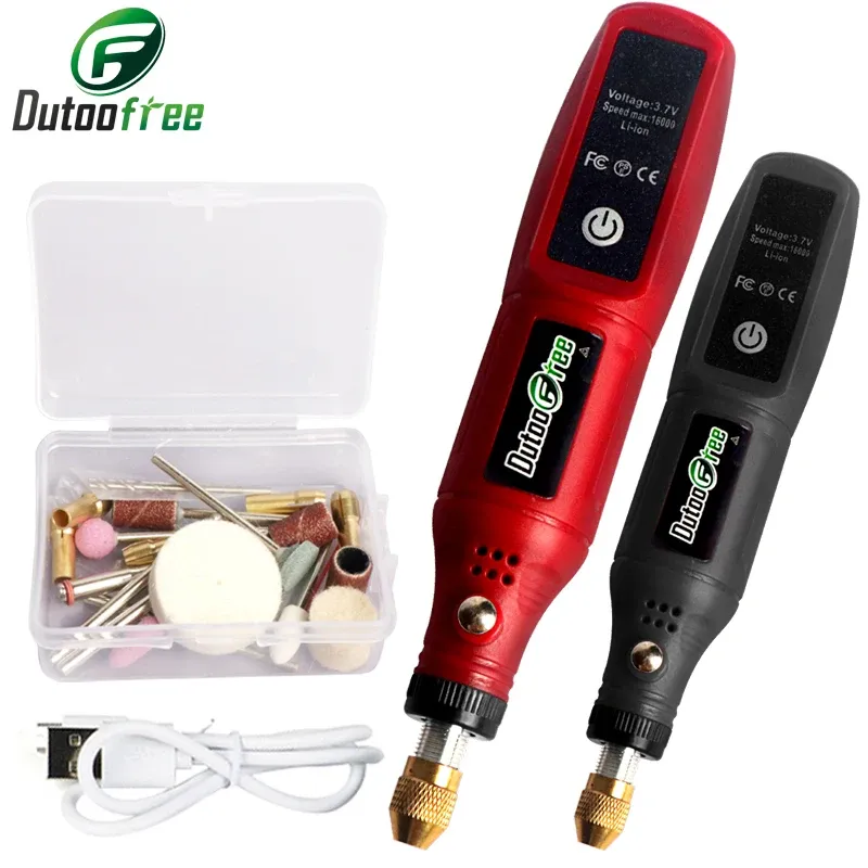 Cordless Rotary Tool Kit - Mini USB Engraving Pen for DIY Woodworking, Jewelry, Metal, Glass - 16000 RPM, 0.5-3.2mm Clamp, Includes 24pc Accessory Set thumbnail 1