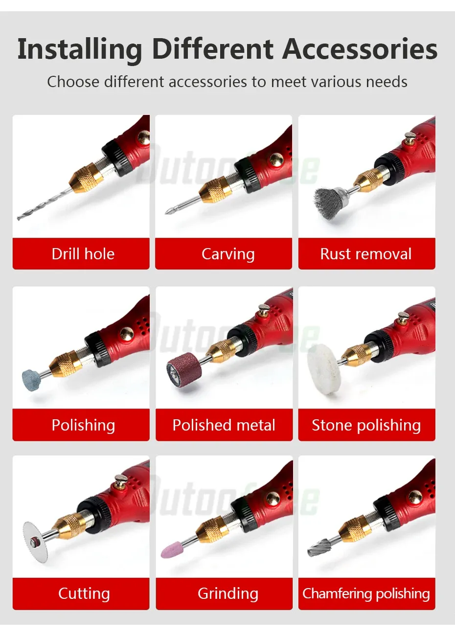 Cordless Rotary Tool Kit - Mini USB Engraving Pen for DIY Woodworking, Jewelry, Metal, Glass - 16000 RPM, 0.5-3.2mm Clamp, Includes 24pc Accessory Set showcase 5