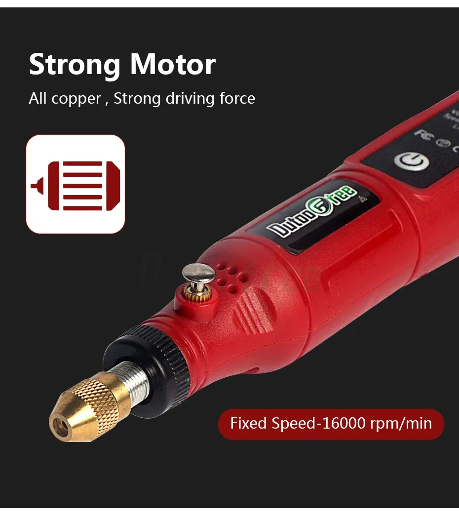 Cordless Rotary Tool Kit - Mini USB Engraving Pen for DIY Woodworking, Jewelry, Metal, Glass - 16000 RPM, 0.5-3.2mm Clamp, Includes 24pc Accessory Set showcase 7