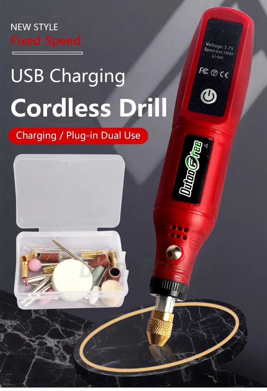 Cordless Rotary Tool Kit - Mini USB Engraving Pen for DIY Woodworking, Jewelry, Metal, Glass - 16000 RPM, 0.5-3.2mm Clamp, Includes 24pc Accessory Set showcase 1