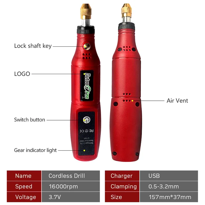 Cordless Rotary Tool Kit - Mini USB Engraving Pen for DIY Woodworking, Jewelry, Metal, Glass - 16000 RPM, 0.5-3.2mm Clamp, Includes 24pc Accessory Set thumbnail 5