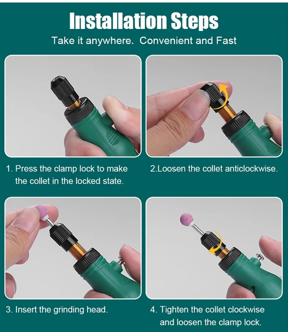 Cordless Rotary Tool Kit - Mini USB Engraving Pen for DIY Woodworking, Jewelry, Metal, Glass - 16000 RPM, 0.5-3.2mm Clamp, Includes 24pc Accessory Set showcase 15