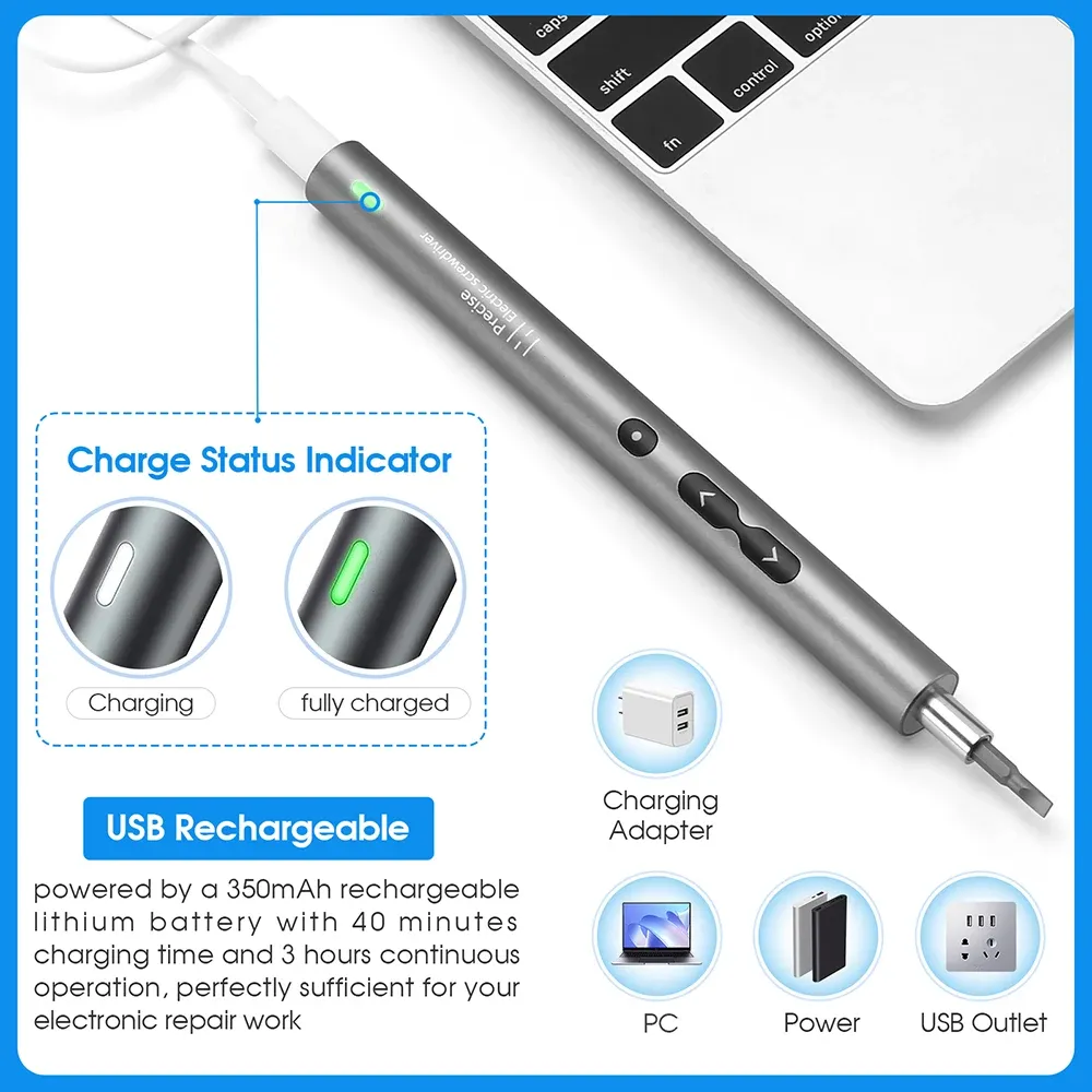 62-in-1 Precision Electric Screwdriver Set for Electronics Repair - Portable Cordless Power Tool Kit with Mini Bits for Phones, Watches, Laptops & Small Devices thumbnail 3