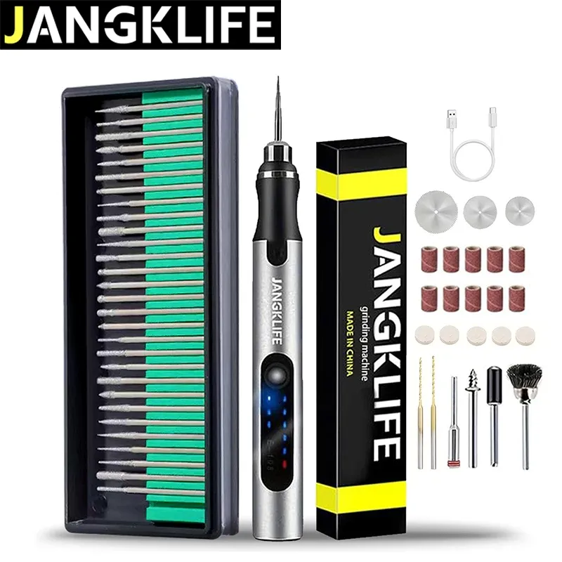 JANGKLIFE Cordless Rotary Tool Kit - Mini Wireless Engraving Pen for DIY Woodworking, Metal, Glass, Jewelry - 3-Speed 15000 RPM USB Rechargeable Drill - Image 1