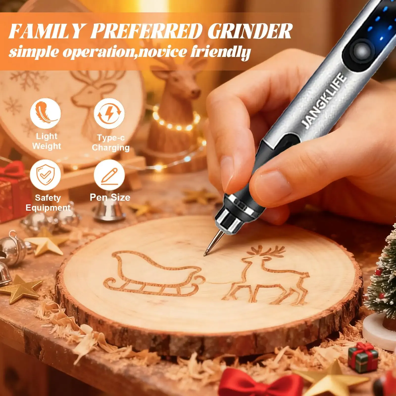 JANGKLIFE Cordless Rotary Tool Kit - Mini Wireless Engraving Pen for DIY Woodworking, Metal, Glass, Jewelry - 3-Speed 15000 RPM USB Rechargeable Drill - Image 4