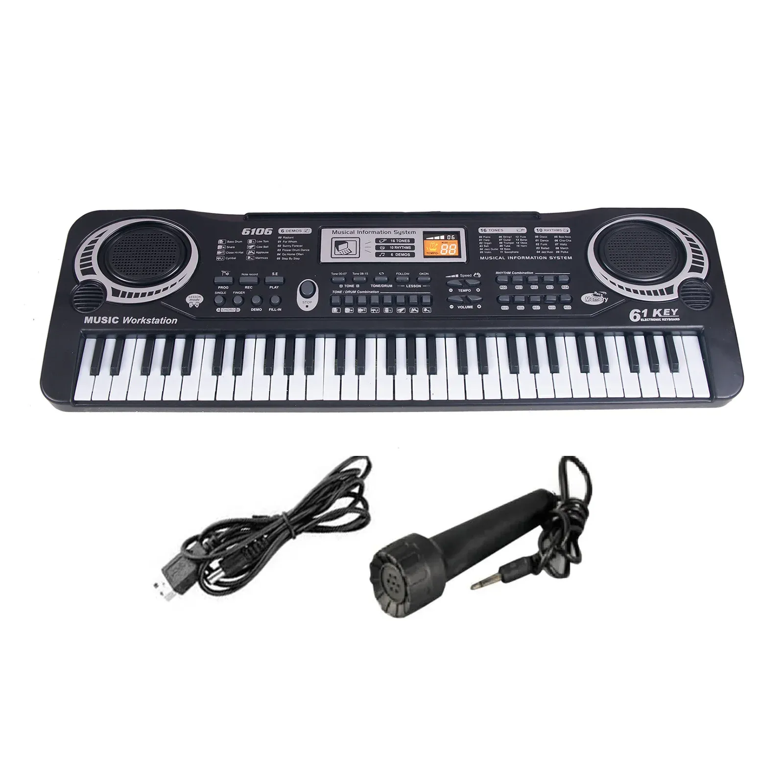 61 Key Electronic Keyboard for Kids & Beginners | Digital Music Piano with Microphone, 16 Timbres, 8 Percussion Sounds, 10 Rhythms, Demo Songs | Portable Electric Musical Instrument Toy thumbnail 1