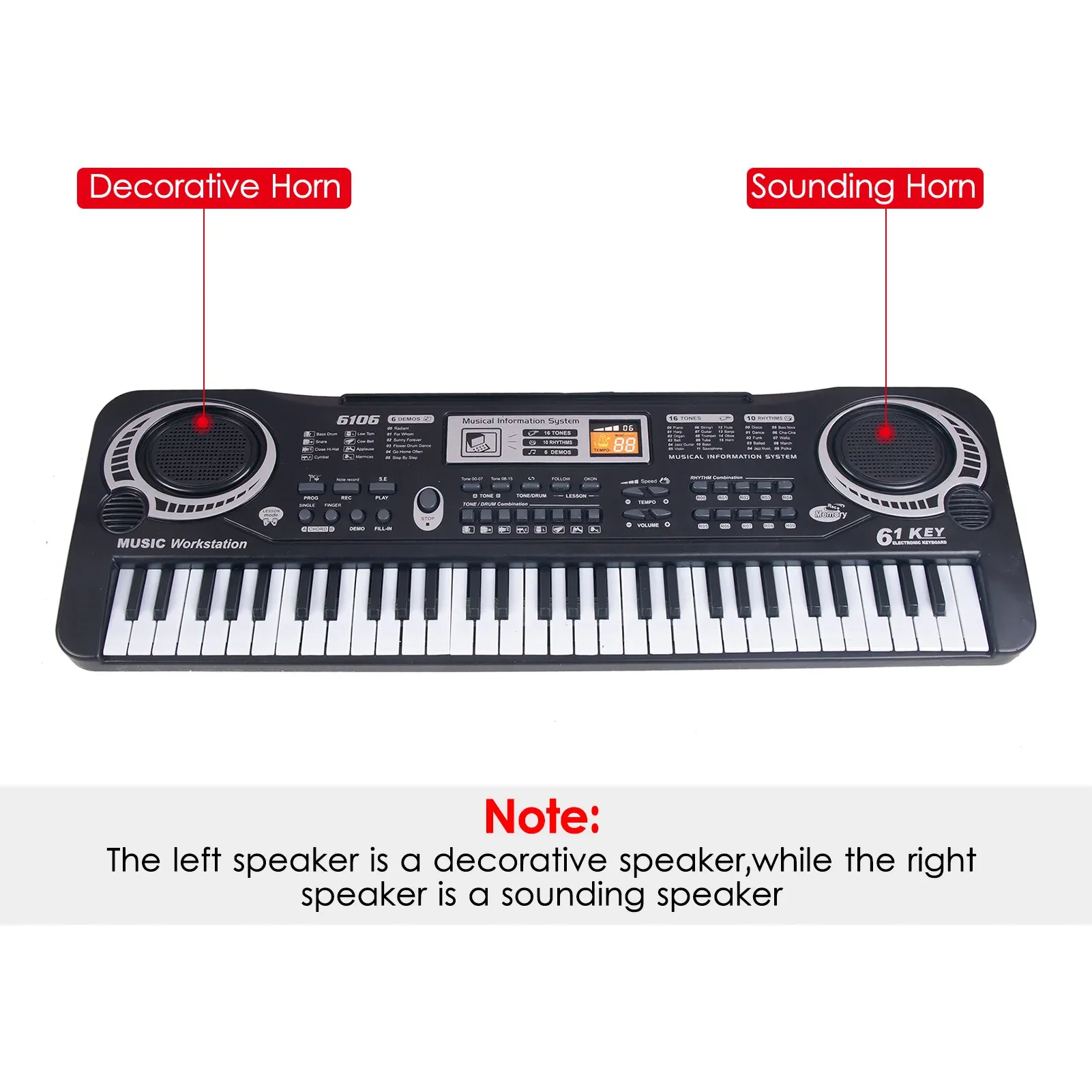 61 Key Electronic Keyboard for Kids & Beginners | Digital Music Piano with Microphone, 16 Timbres, 8 Percussion Sounds, 10 Rhythms, Demo Songs | Portable Electric Musical Instrument Toy thumbnail 4