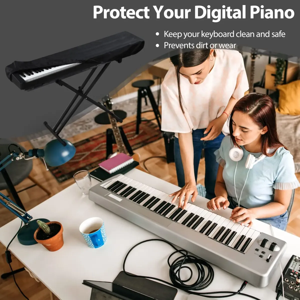 Adjustable Breathable Dust Cover for 61/88 Key Digital Pianos & Keyboards - Protects from Dust, Heat Radiation - Composite Cloth Material showcase 6
