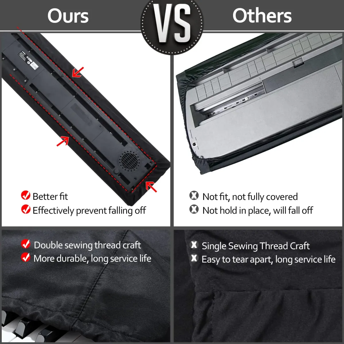 Adjustable Breathable Dust Cover for 61/88 Key Digital Pianos & Keyboards - Protects from Dust, Heat Radiation - Composite Cloth Material showcase 3